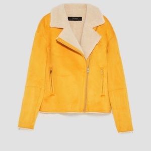 Zara Faux Suede Mustard Sherling Jacket